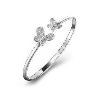 BELEC 925 Sterling Silver Butterfly with White Cubic Zircon Bangle