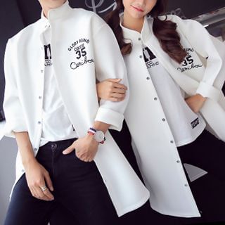 Fashion Street Lettering Couple Matching Buttoned Jacket
