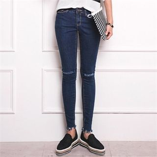 ERANZI Frayed Skinny Jeans
