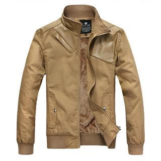 Alvicio Faux Leather Panel Fleece-Lined Zip Jacket