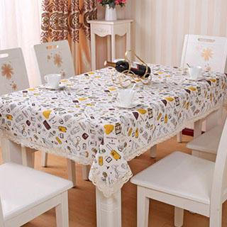 Home Simply Lace-Trim Printed Table Cloth
