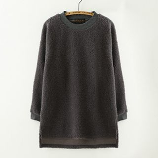 Meimei Fleece Slit-Hem Pullover