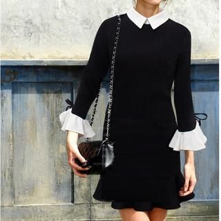 Rosie Contrast Collar Ruffle Dress