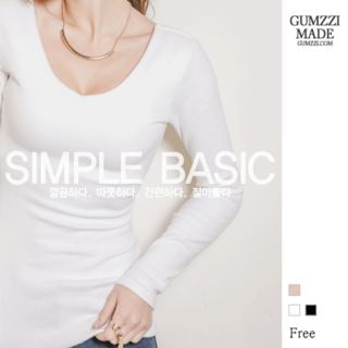 GUMZZI Cotton Blend Plain T-Shirt