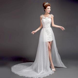 Angel Bridal Embellished Lace Dip-Back Wedding Dress