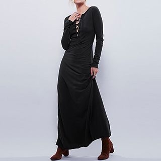Eloqueen Tie-Front Maxi Dress