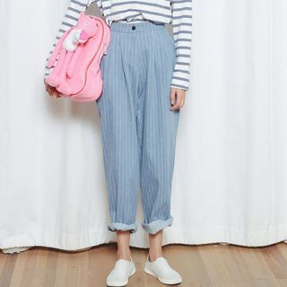 Porta High-Waisted Loose-Fit Striped Jeans