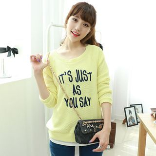 Dodostyle Lettering Waffle-Knit Top
