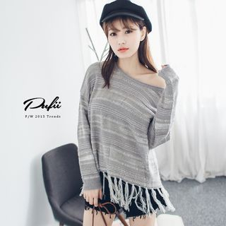PUFII Fringed Knit Top