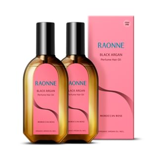 Raonne - Black Argan Perfume Hair Oil Duo Set - 2 Types Moroccan Rose