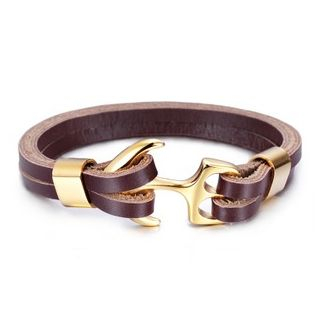 Carobell Anchor Genuine Leather Bracelet