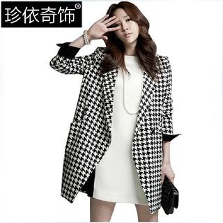 Jenny's Couture Houndstooth Long Coat