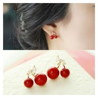 Glamiz Rhinestone Cherry Earrings