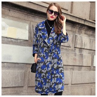 Jiuni Camouflage Wool-Blend Coat