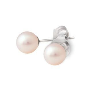 MBLife.com Left Right Accessory - 9K White Gold and Fresh Water Pink Pearl Stud Earrings (5.5mm) Women Jewellery