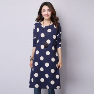 Splashmix Long-Sleeve Dotted Dress