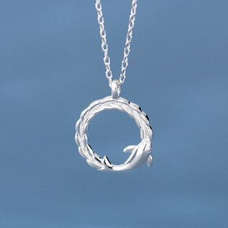 Sterling | Necklace | Dolphin | Pendant | Silver | Hoop | Size | One
