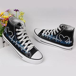 HVBAO Painted Heartbeat Canvas Sneakers