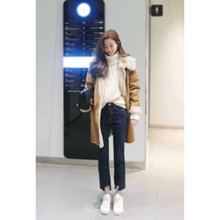 ATTYSTORY Single-Breasted Faux-Shearling Coat