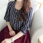 Puff-Sleeve Tied-Neck Top от YesStyle.com INT Puff-Sleeve Tied-Neck Top от YesStyle.com INT