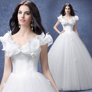 Angel Bridal Butterfly-Accent Ball Gown Wedding Dress
