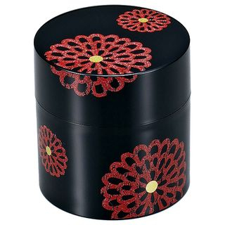 Hakoya Hakoya Tea Caddy Flower Pattern Black
