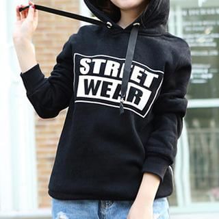 bisubisu Hooded Lettering Long-Sleeve Top