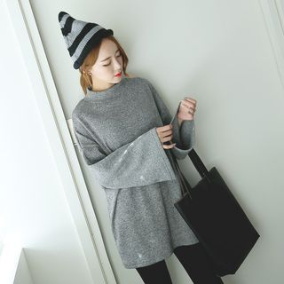 Seoul Fashion Mock-Neck A-Line Knit Top