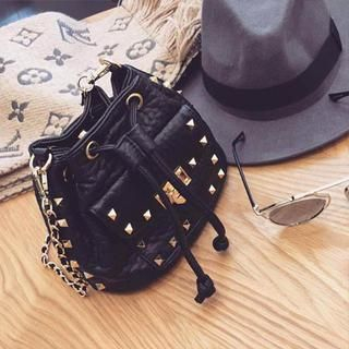 Clair Fashion Faux Leather Studded Bucket Bag