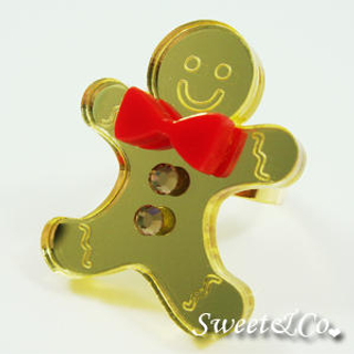 Sweet & Co. Sweet Mirror Gold Gingerbread Swarovski Crystal Gold Ring