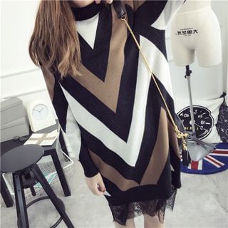 Qimi Long-Sleeve Color Block Knit Dress