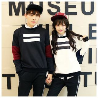 Simpair Couple Colour Block Stripe Pullover