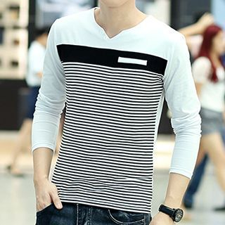 Hyung Striped Panel Long-Sleeve Top