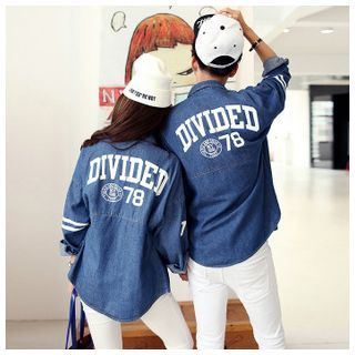 Simpair Couple Letter Denim Shirt