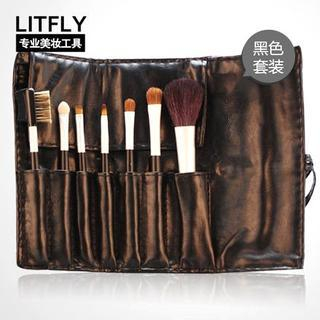Litfly Make-Up Brush Set (Black) 7 pcs + bag