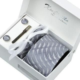 Xin Club Patterned Neck Tie Gift Set Light Gray - One Size
