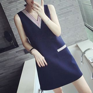 lilygirl Set: Long-Sleeve Shirt + V-Neck Sleeveless Dress