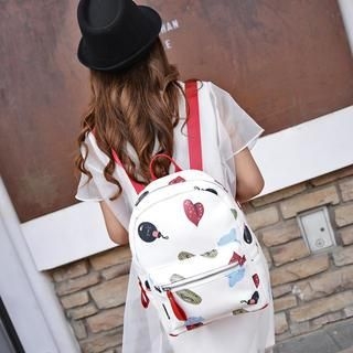 Seok Faux Leather Print Backpack