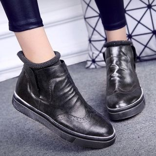Glamkicks Knit Panel Ankle Boots