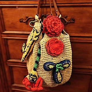 Sunset Hours Rosette Straw Tote