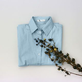 NANING9 Cotton Plain Shirt