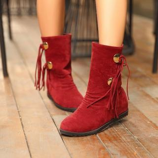 Pretty in Boots Tassel Hidden Wedge Boots