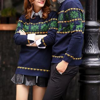 Fashion Street Nordic Pattern Couple Matching Knit Top