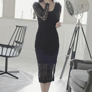 Amella Long-Sleeve Lace Sheath Dress
