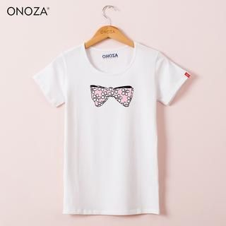 Onoza Short-Sleeve Bow-Accent T-Shirt