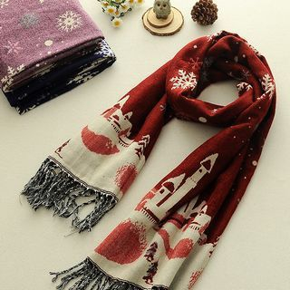 Storyland Fringed Snowflake Pattern Scarf