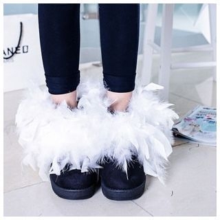 BAYO Feather Accent Snow Ankle Boots