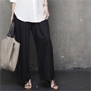 HALUMAYBE Linen-Blend Wide-Legs Pants