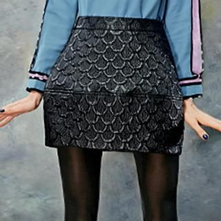 ELF SACK Embossed Zip Miniskirt