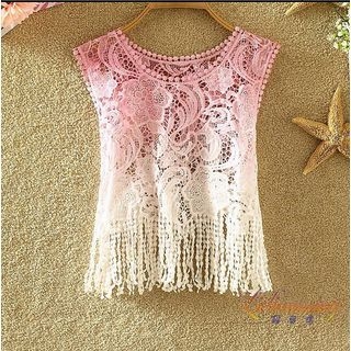 Clementine Gradient Lace Fringed Sleeveless Top